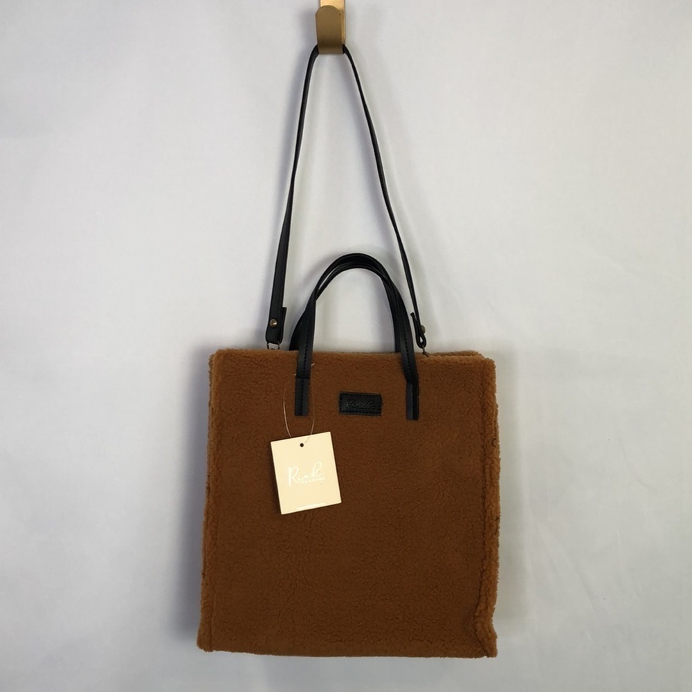Riah Fashion Fleece Fur Tote Bag with Removable Strap Caramel - Picture 9 of 14